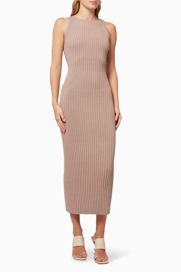 

Lyla Midi Dress in Viscose-blend Knit, Neutral