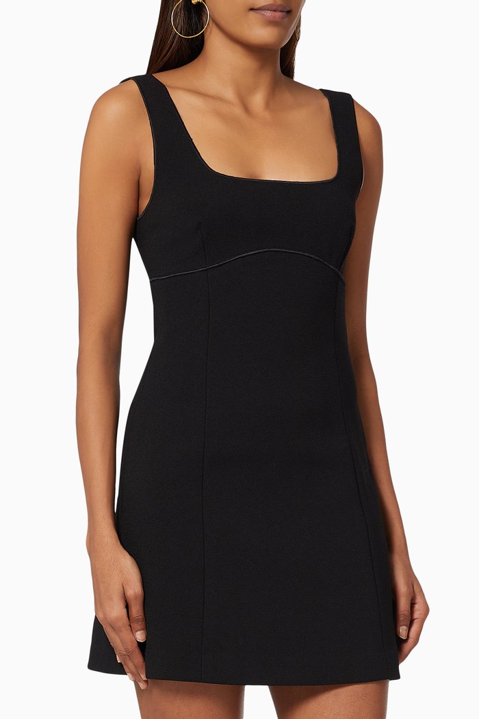 

Deon Mini Dress in Stretch Crepe, Black
