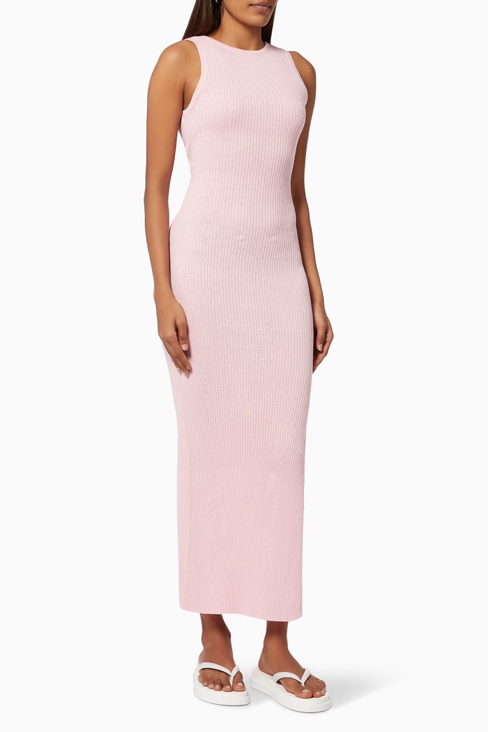 

Riviera Midi Dress in Stretch Rib-knit, Pink