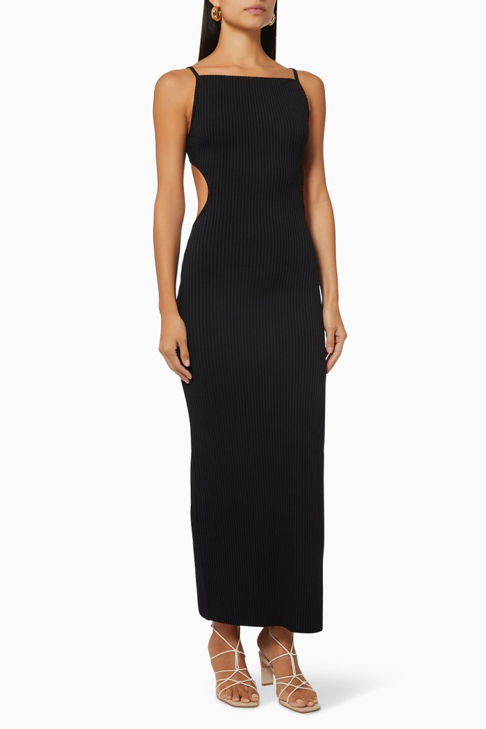 

Zion Midi Dress in Ribbed Knit, Black