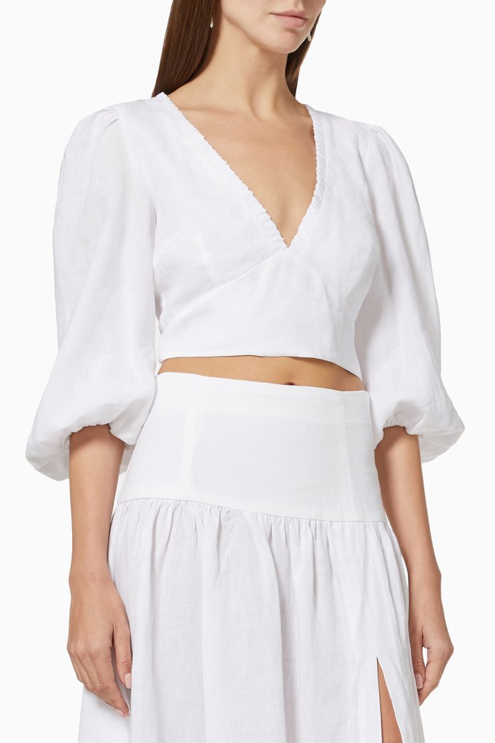Arlington Crop Top in Linen, Neutral