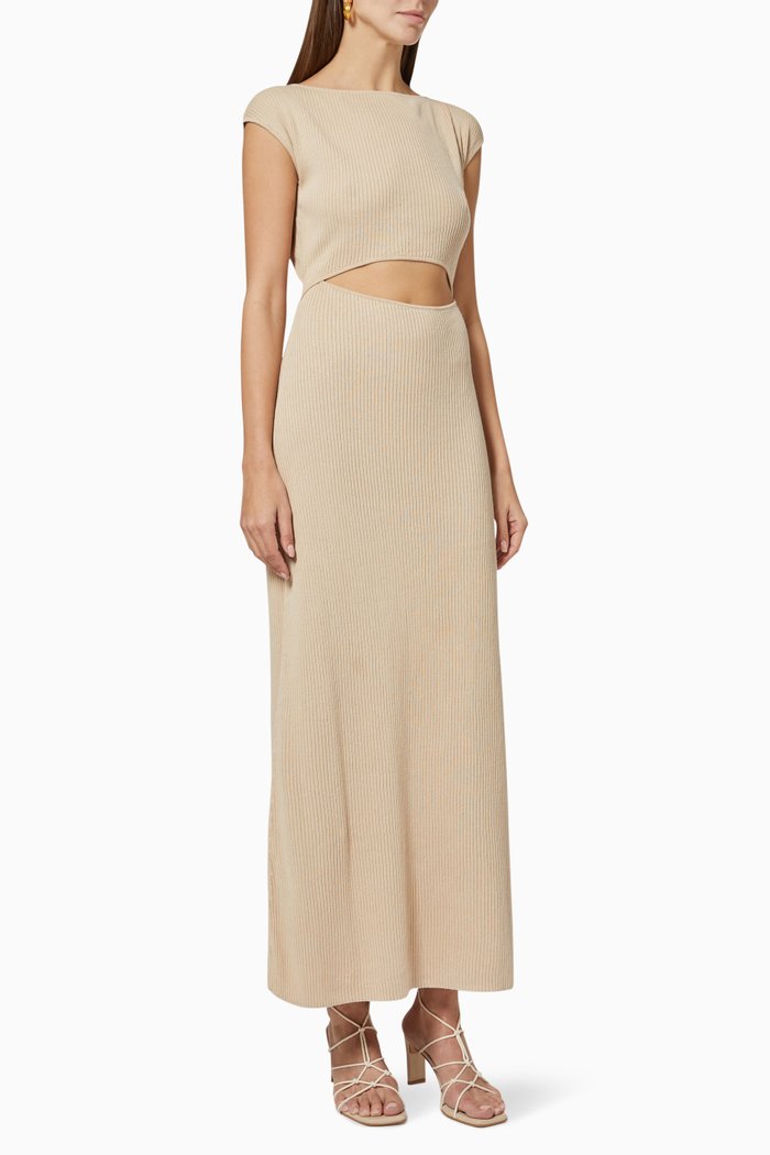 Burrows Midi Dress in Knit, Neutral