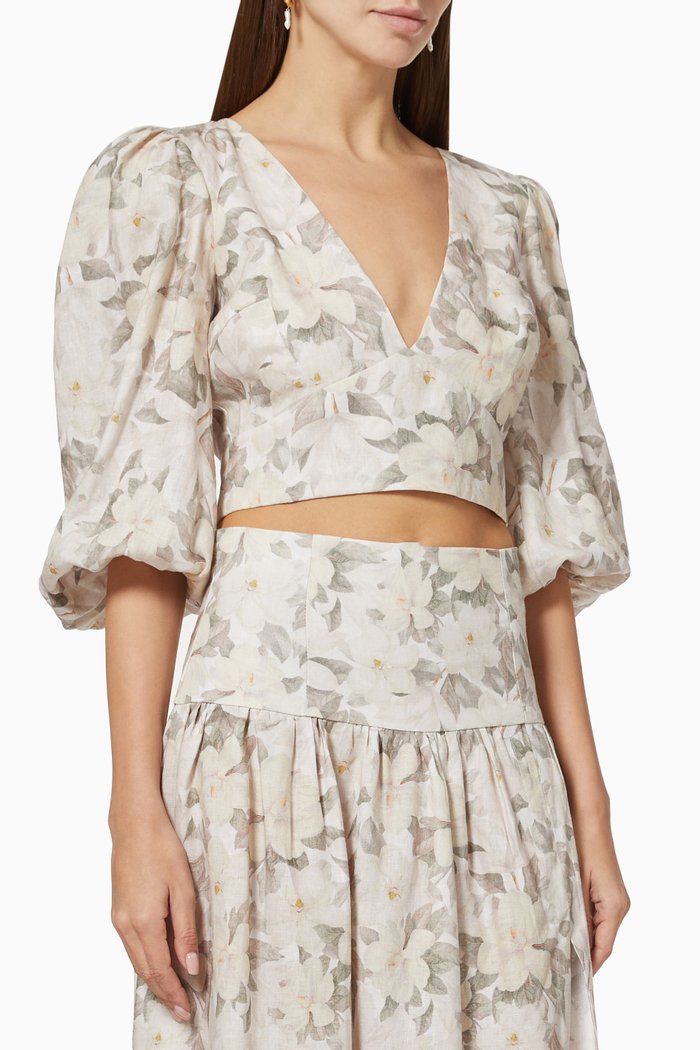 

Gardenia Crop Top in Linen, Multicolour