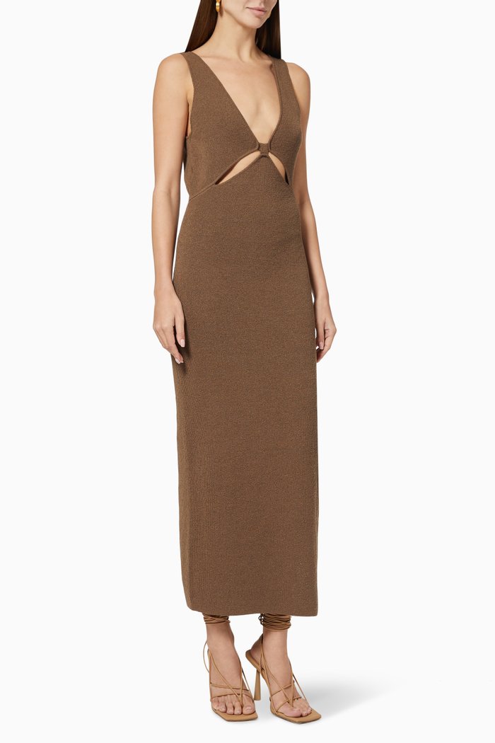 

Zahara Midi Dress in Knit, Brown
