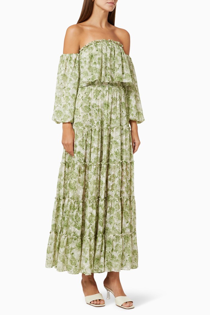 

Cassandra Maxi Dress in Chiffon, Green
