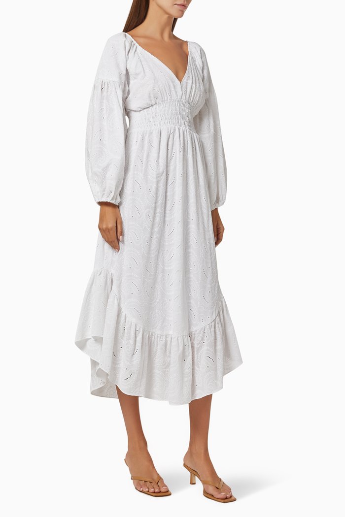 

Samara Maxi Dress in Eyelet Cotton, White