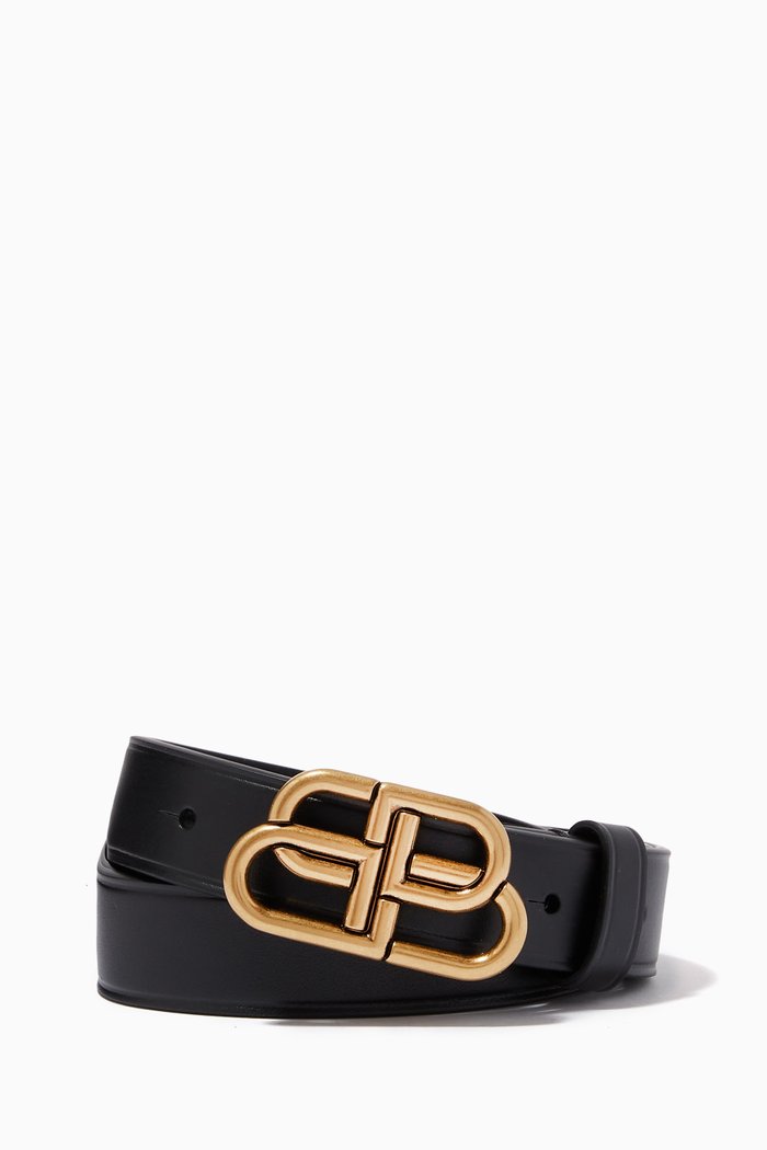 BB Thin Belt in Vegetable Tanned Calfskin, Black