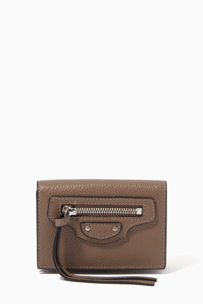 

Neo Classic Mini Wallet in Grained Calfskin, Grey