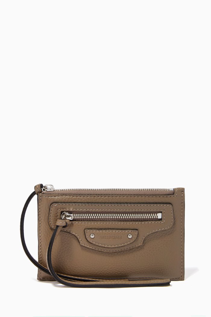 

Neo Classic Long Coin & Card Holder in Grained Calfskin, Grey