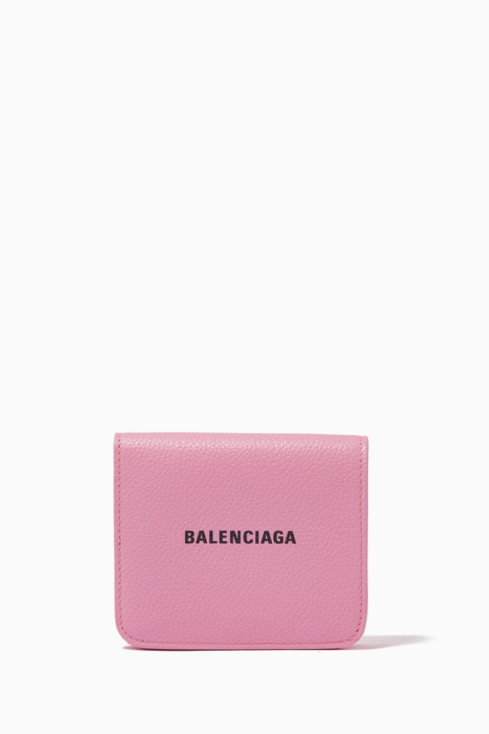 

Cash Flap Coin & Card Holder in Grainy Calf Leather, Pink