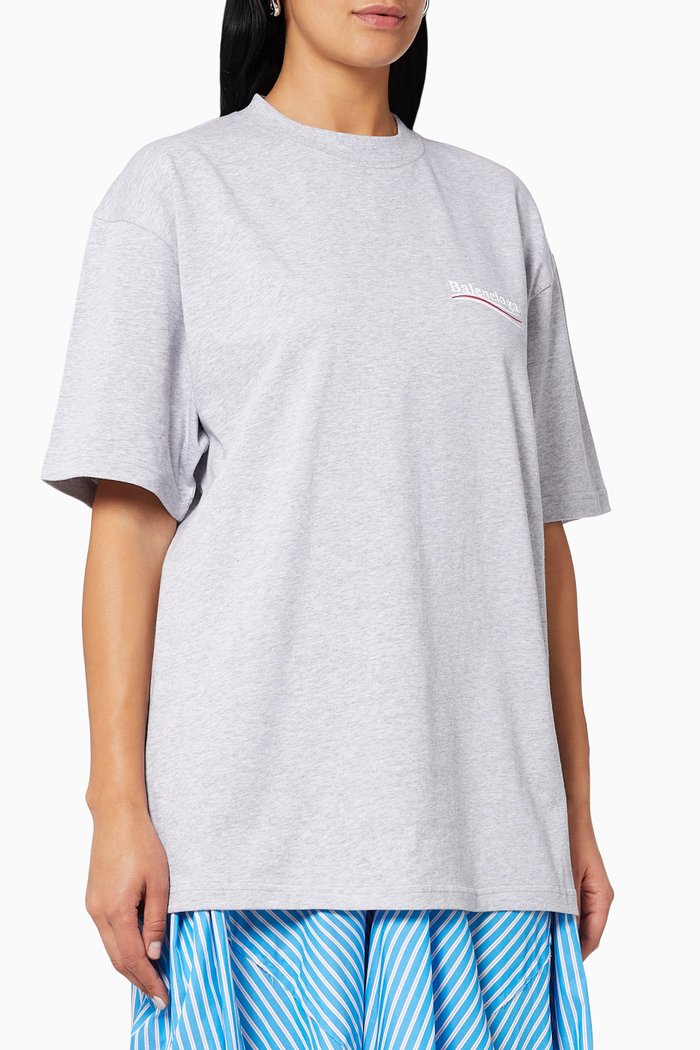 

Political Campaign Large Fit T-shirt in Organic Vintage Jersey, Grey