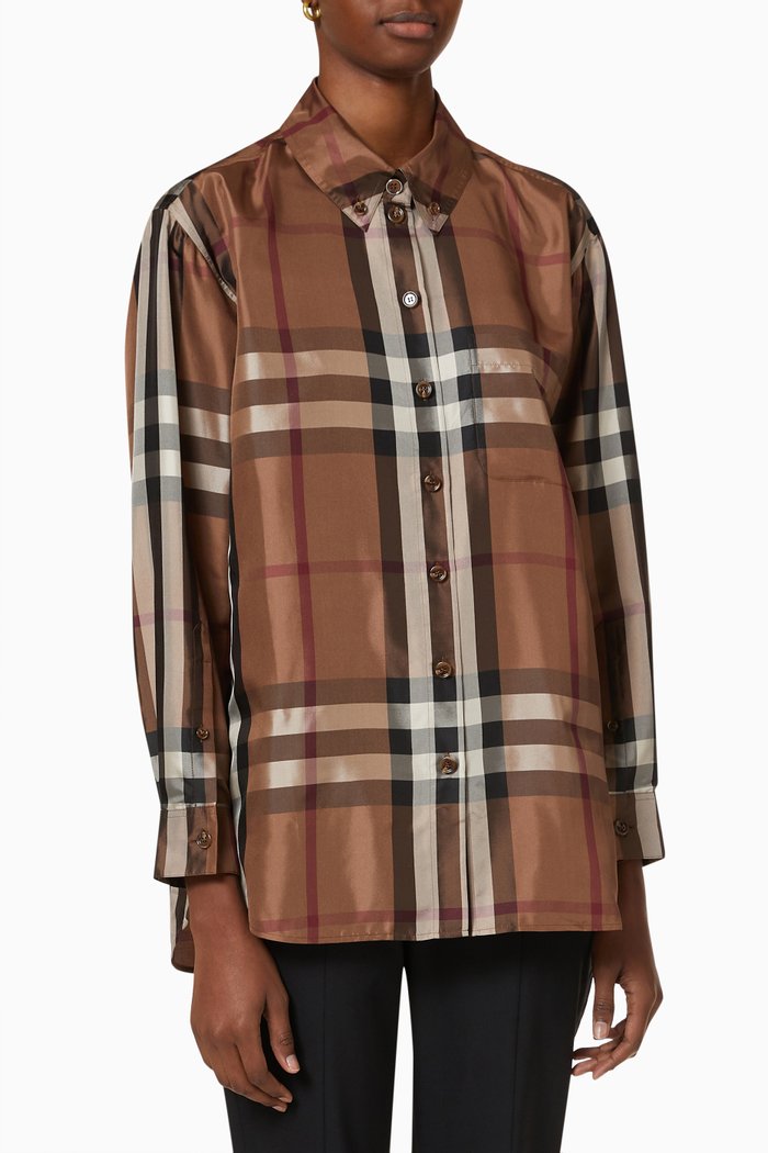 

Shirt in Check Silk Twill, Neutral