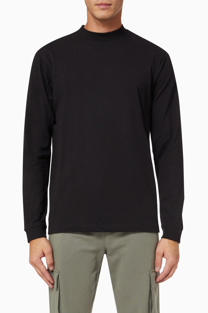 

Mock Neck T-shirt in Organic Cotton, Black
