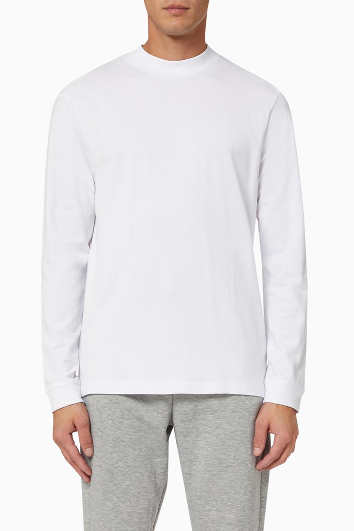 

Mock Neck T-shirt in Organic Cotton, White