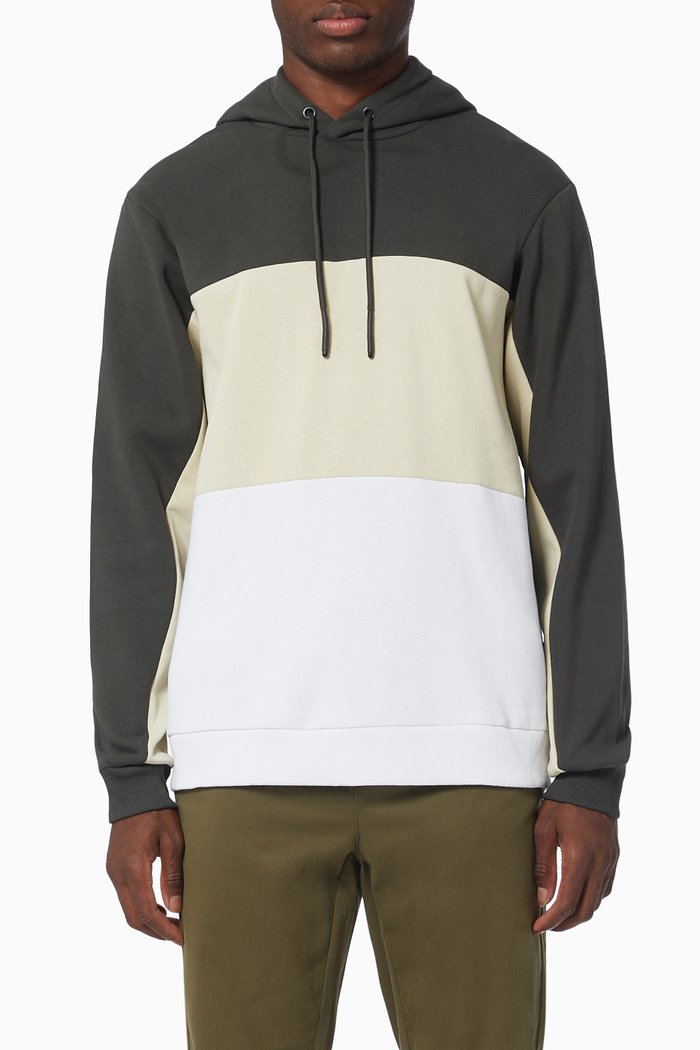 

Flin Life Hoodie in Colourblock Cotton, Grey