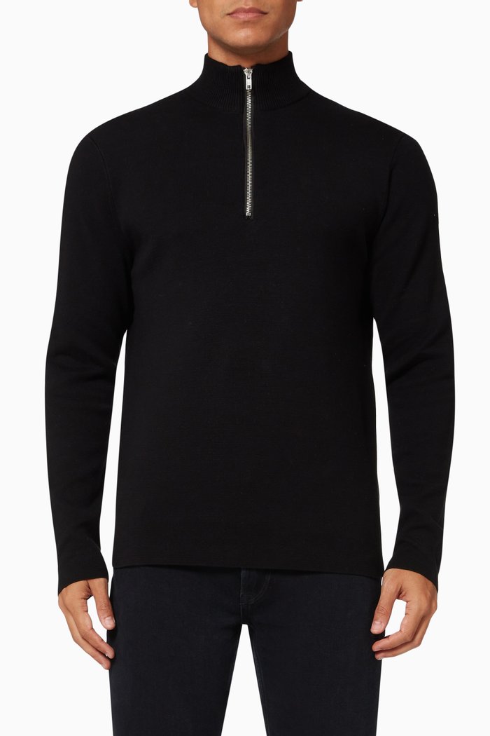 Onsluke Life half Zip Sweater in Cotton, Black