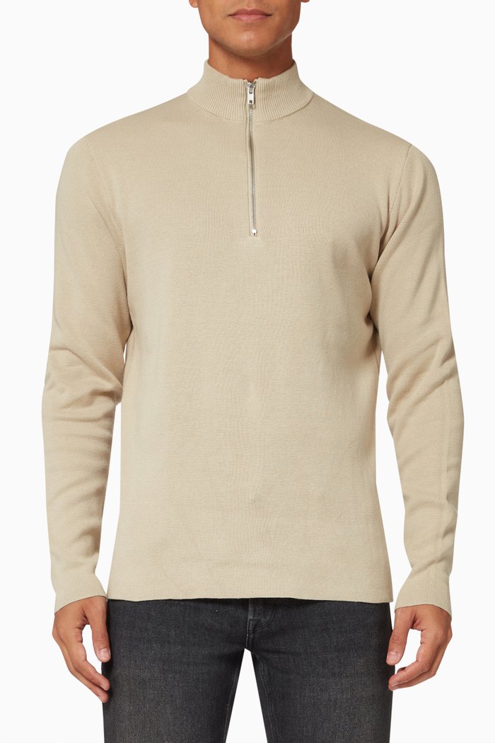 

Onsluke Life half Zip Sweater in Cotton, Neutral