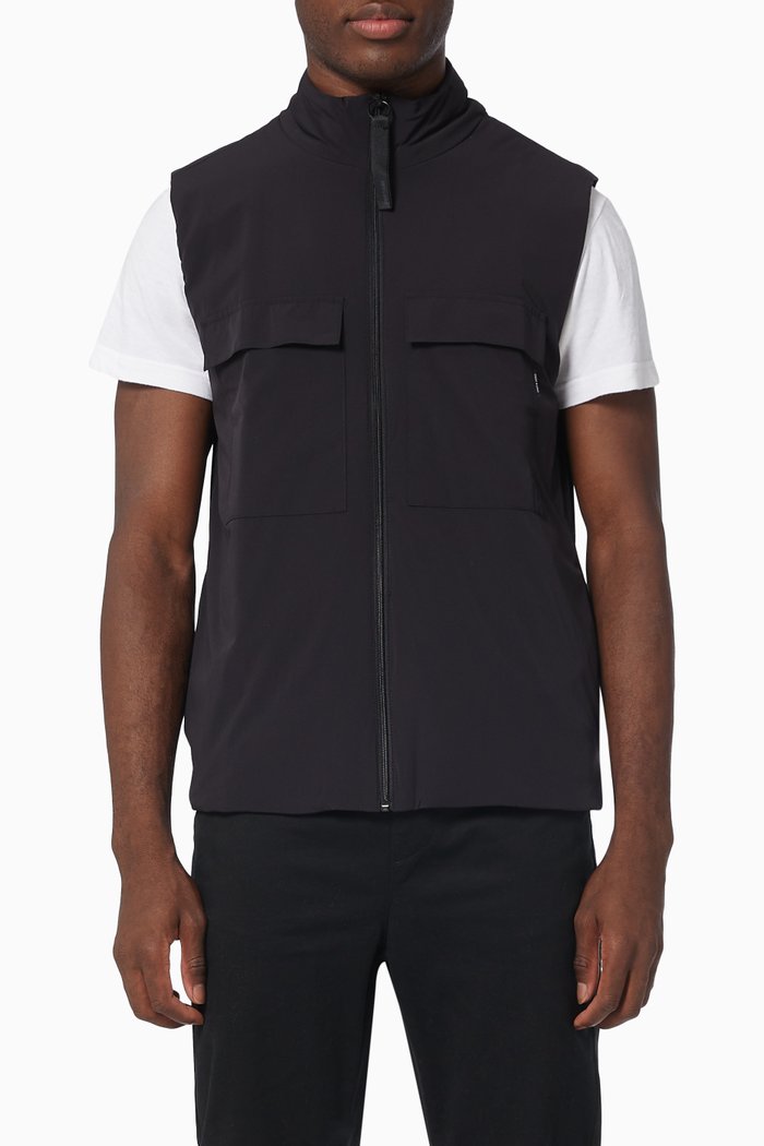 Shepard Pocket Vest in Nylon, Black