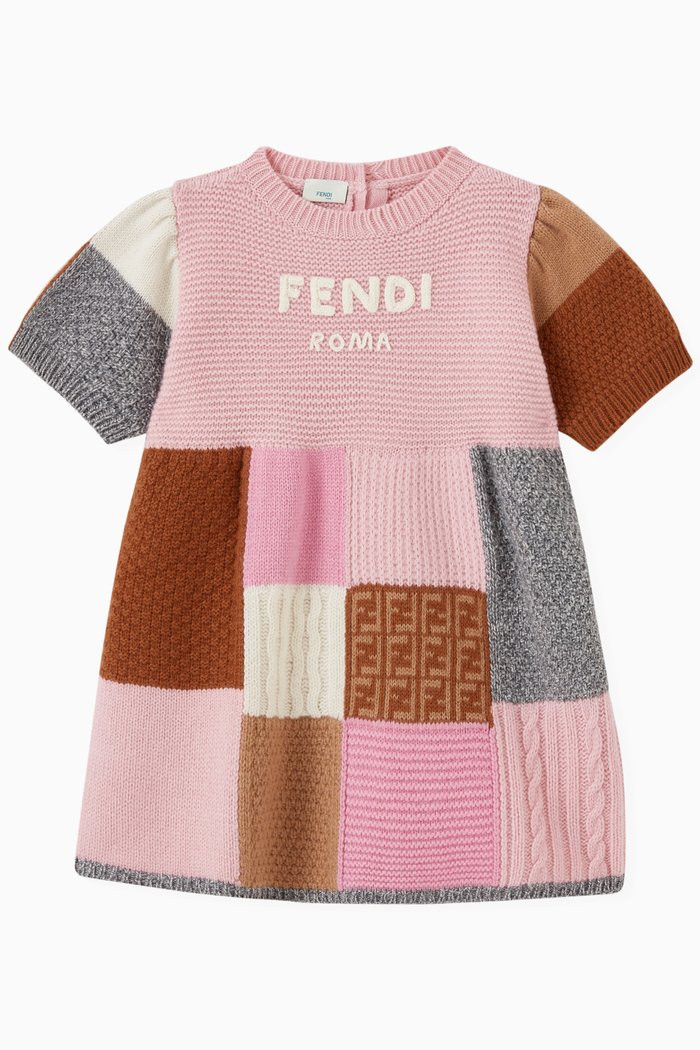 

Patchwork Dress in Wool Blend, Multicolour