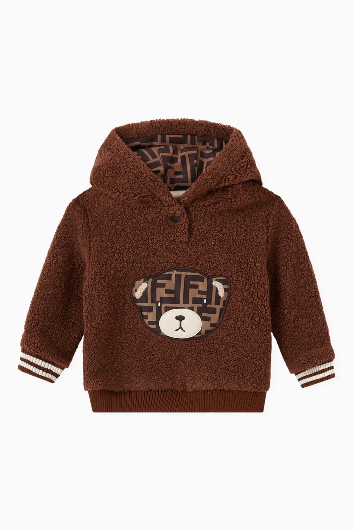 

Teddy Bear Hoodie in Wool Blend, Brown