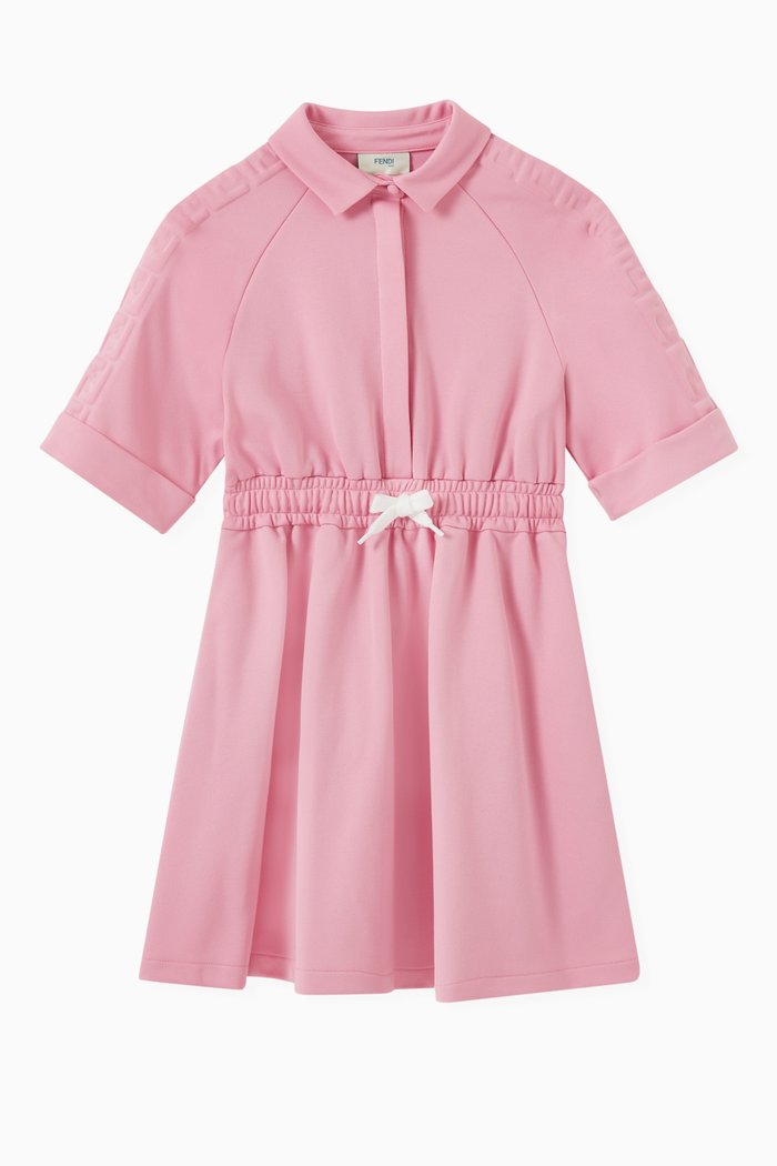 

Drawstring Waist Shirt Dress in Cotton, Pink