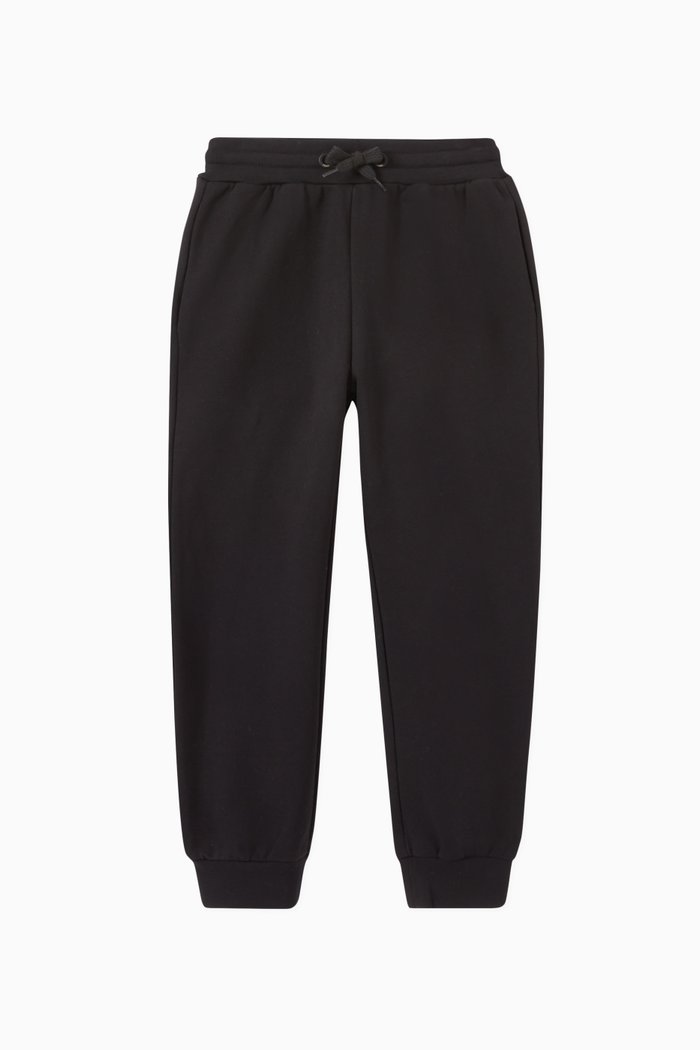

Logo Patch Sweatpants in Cotton Fleece, Black