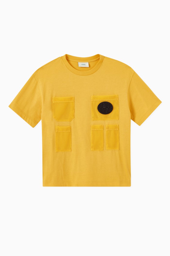 Mesh Pocket T-shirt in Cotton Jersey, Yellow