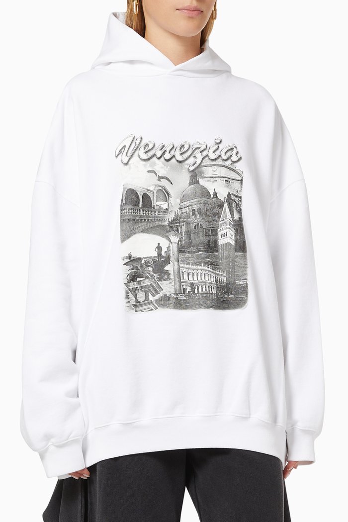

Venezia Large Fit Hoodie in Organic Fleece, White