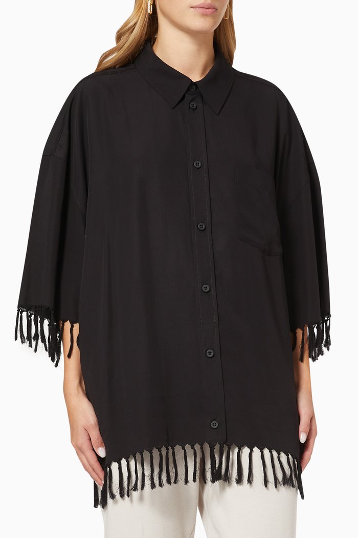 

Pareo Shirt in Fluid Poplin, Black
