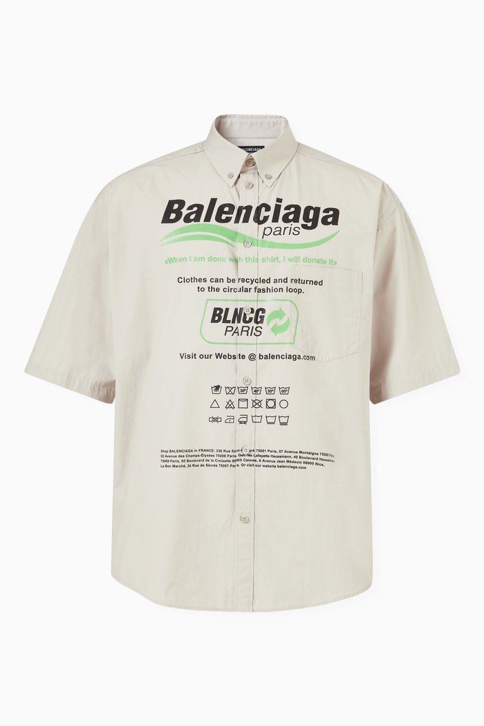 Dry Cleaning Large Fit Shirt in Extra-fine Cotton Poplin, Grey