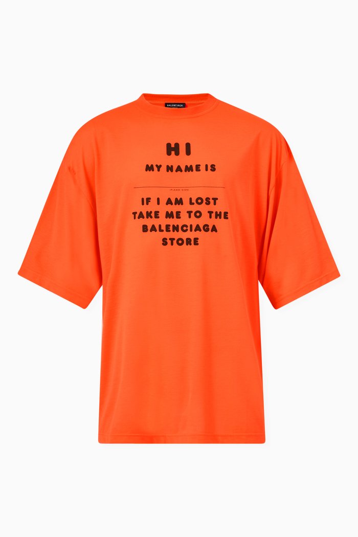 Hi My Name Is Wide Fit T-shirt in Jersey, Orange