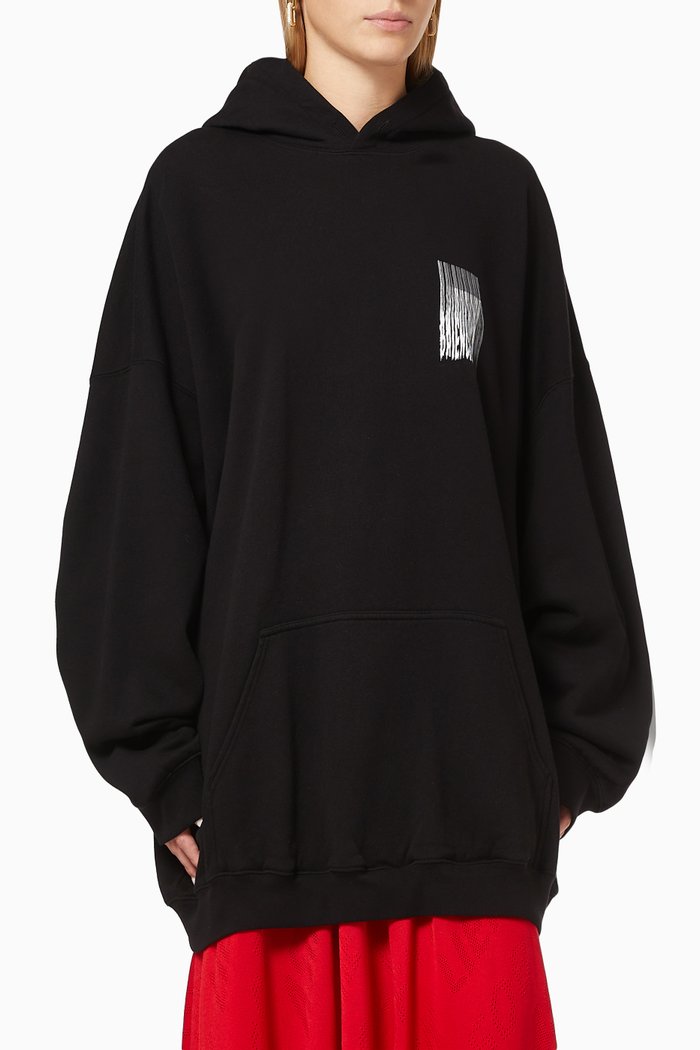 

Barcode Large Fit Hoodie in Organic Heavy Fleece, Black