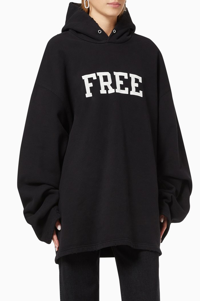 

Free Oversized Fit Hoodie in Organic Medium Fleece, Black