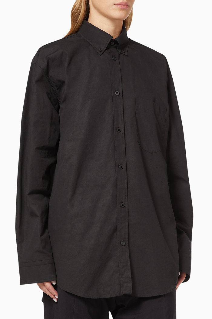 

Free Large Fit Shirt in Cotton Poplin, Black