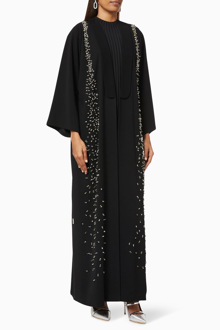 

Abaya with Beaded Embroidery, Black