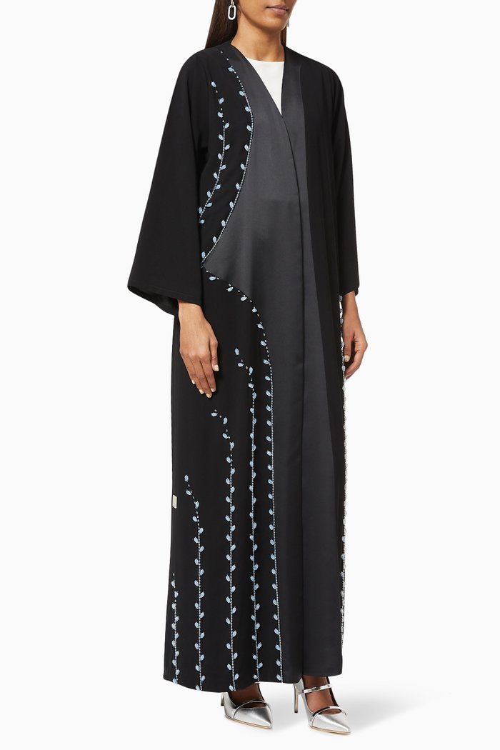 

Abaya with Beaded Embroidery, Black