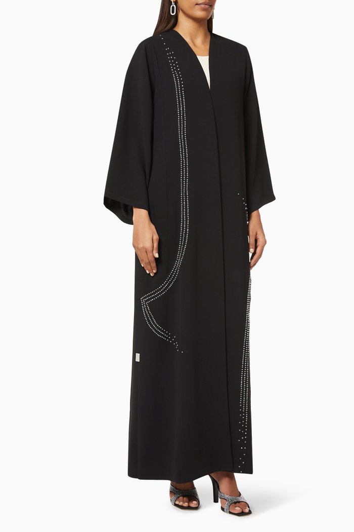 

Abaya with Beaded Embroidery, Black