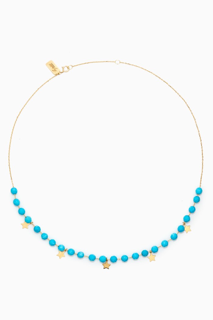 

Multi Star Choker Necklace with Turquoise in 18kt Yellow Gold