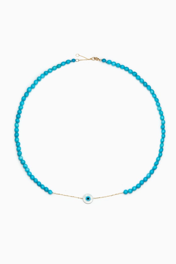 

Turquoise Beads Choker with Eye in 18kt Yellow Gold
