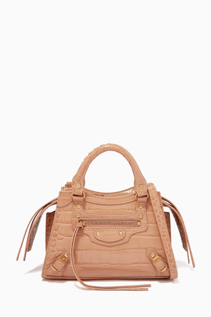 

Neo Classic City Mini Tote in Shiny Crocodile Embossed Calfskin, Neutral