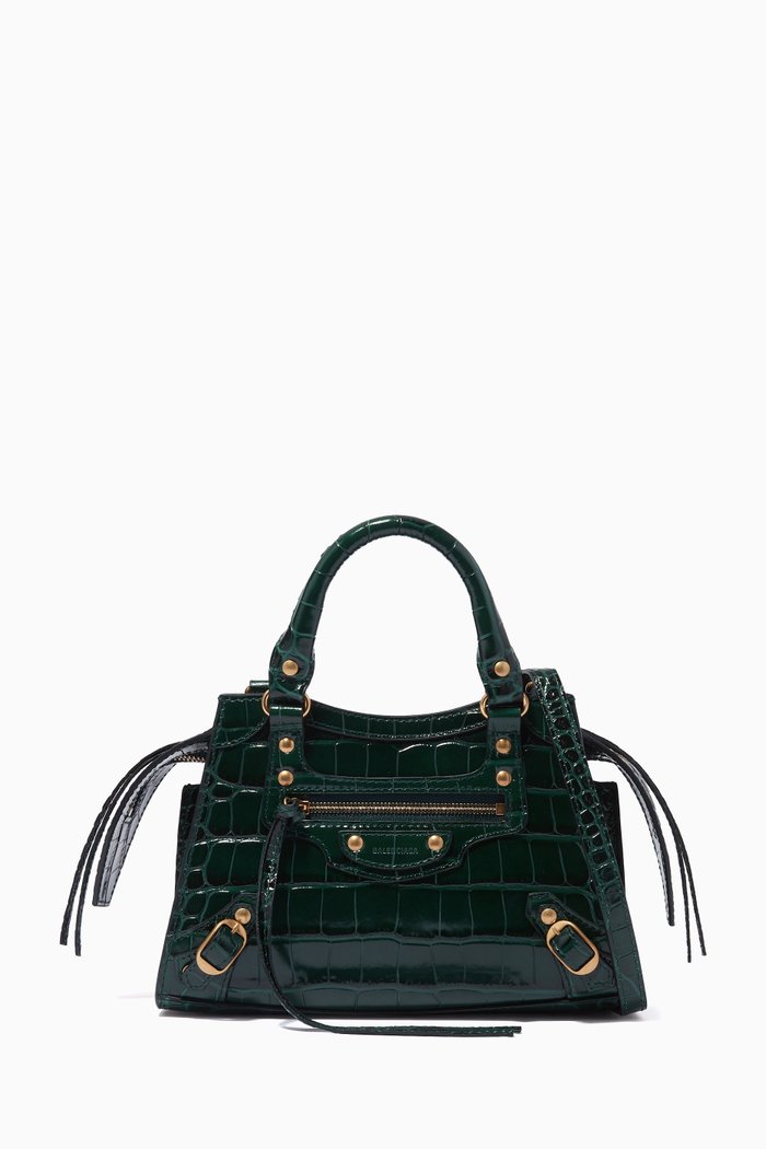 

Neo Classic City Mini Tote in Shiny Crocodile Embossed Calfskin, Green