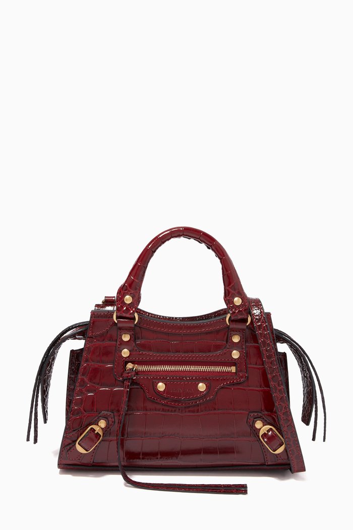 

Neo Classic City Mini Tote in Shiny Crocodile Embossed Calfskin, Red