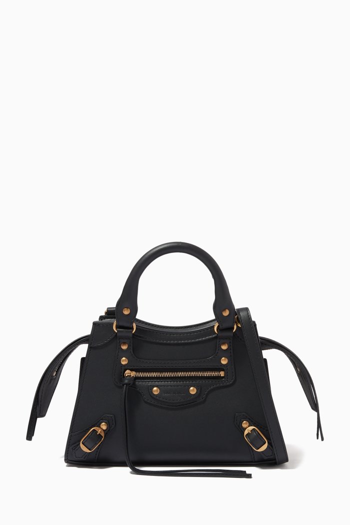 Neo Classic Mini Top Handle Bag in Smooth Calfskin, Black