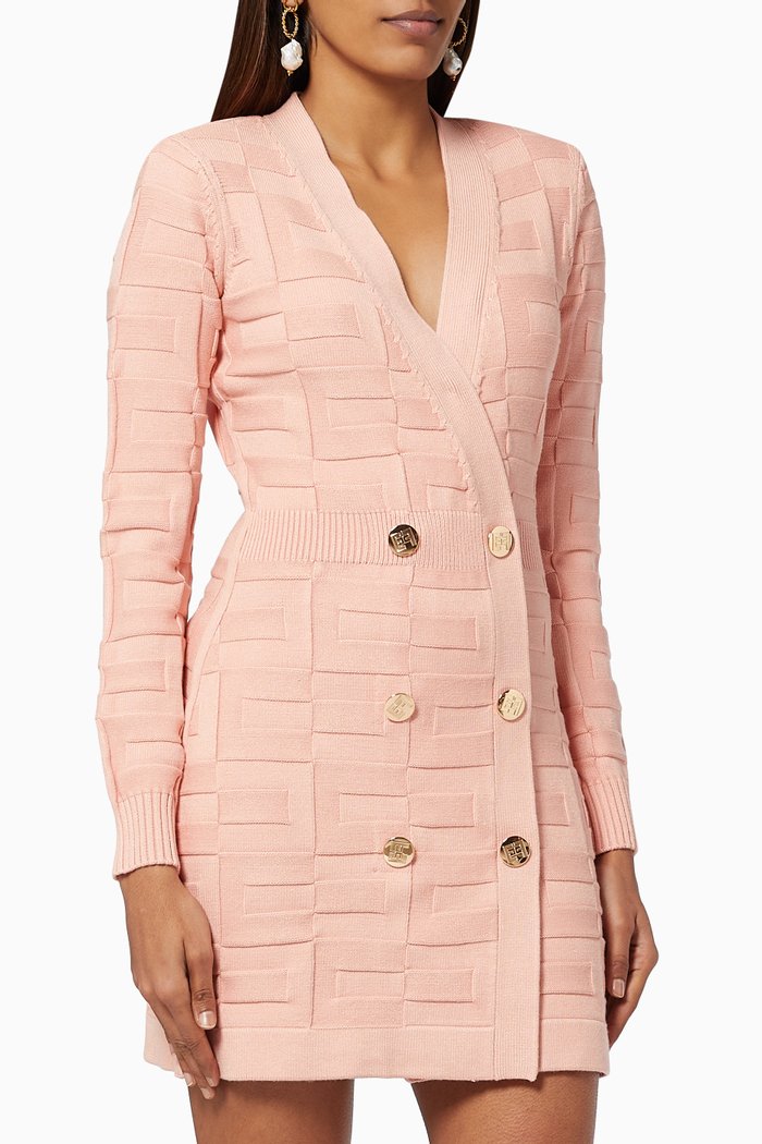 

Coat Dress in Logo Viscose Knit, Pink