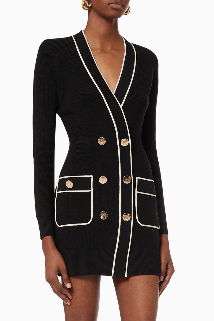 

Coat Dress in Wool Blend Knit, Black