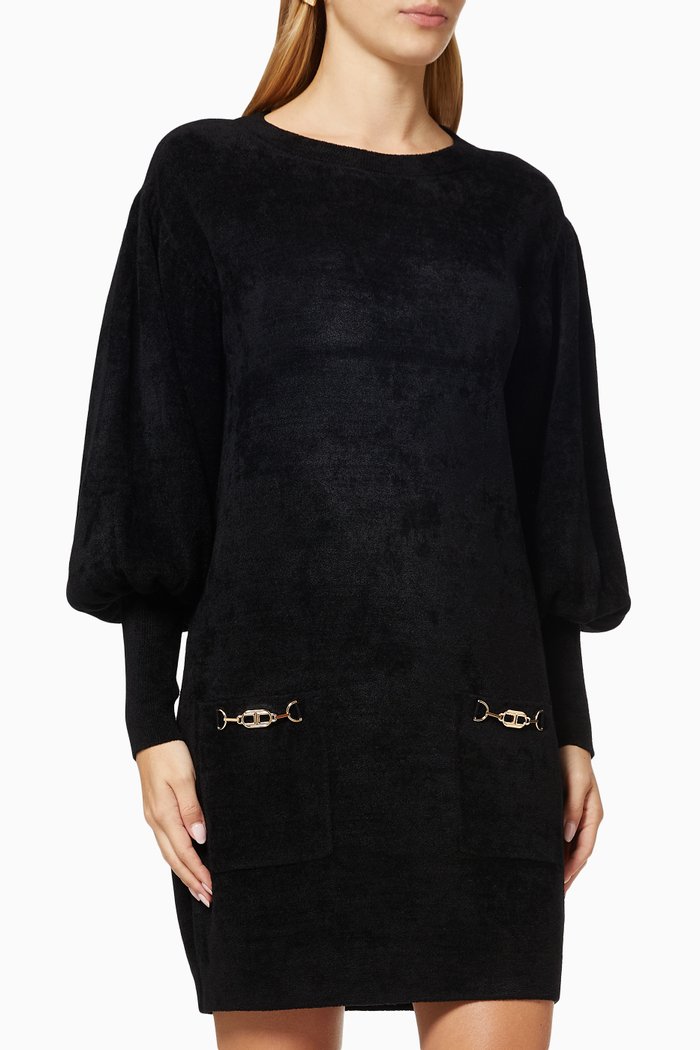 

Boxy Dress in Chenille, Black