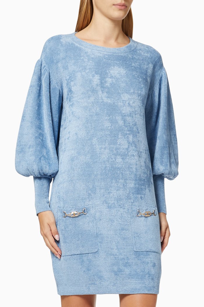 

Boxy Dress in Chenille, Blue
