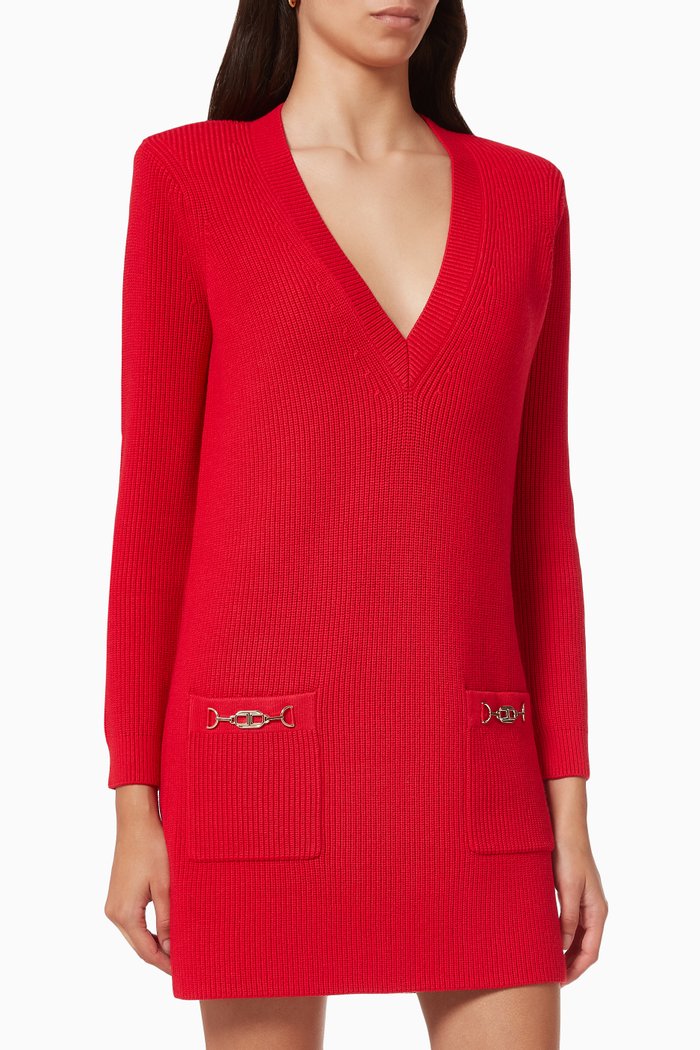 

Mini Dress in Viscose Rib-knit, Red