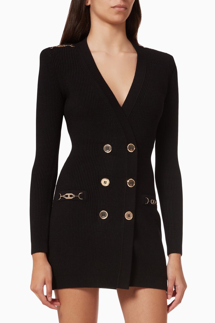 

Coat Dress in Viscose Rib-knit, Black