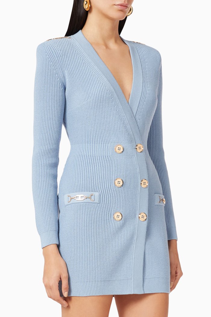 

Coat Dress in Viscose Rib-knit, Blue
